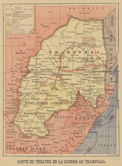 ボーア戦争の劇場の地図 作： French School
